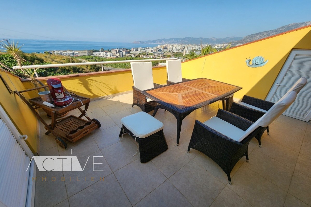 Penthaus 160qm mit Meerblick in Alanya, 3 Schlafzimmer, 2 Bäder, Pool, 2 Etagen