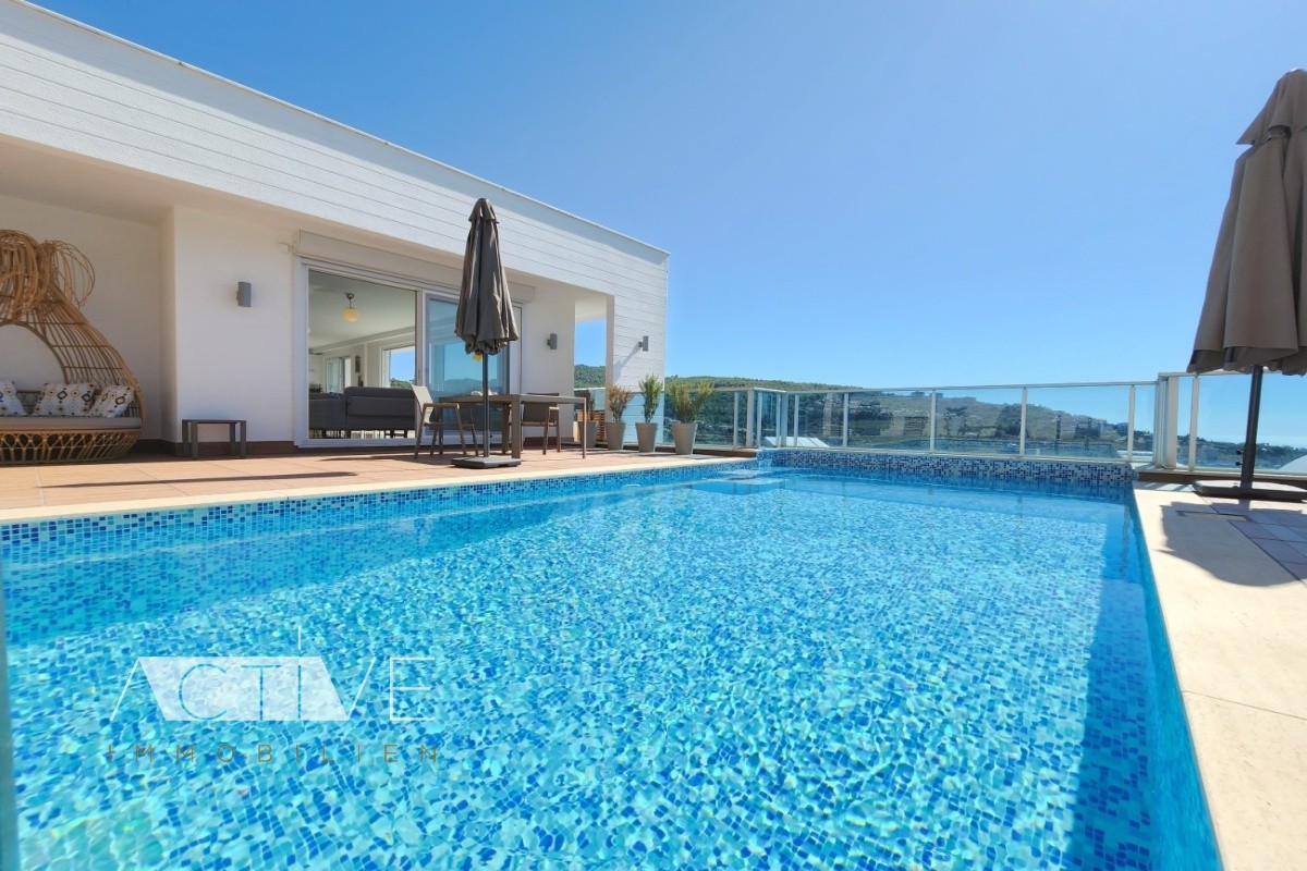 Villa 200qm mit Meerblick in Alanya, privater Pool, 3 Schlafzimmer, 2 Bäder, private Sauna