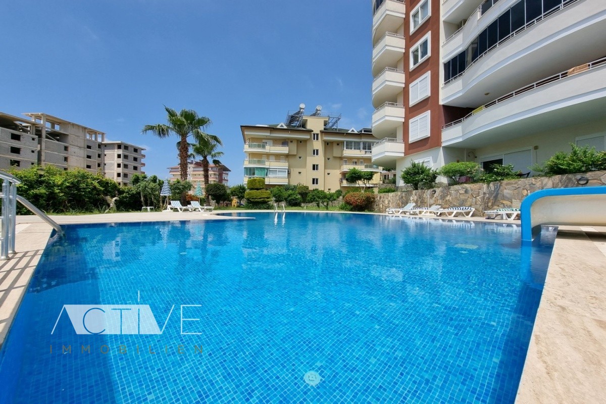 Wohnung 85qm in Alanya, teilweise Meerblick, 2 Schlafzimmer, 2 Bäder, Pool, gepflegte Anlage